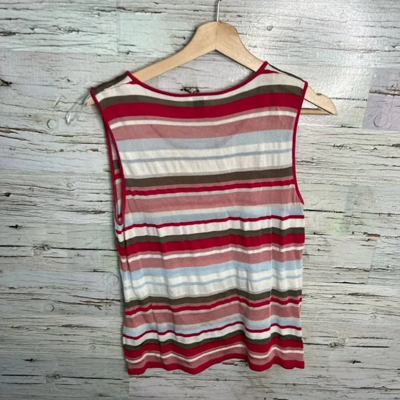 Anne Klein striped tank top size large pink red - Picture 5 of 7